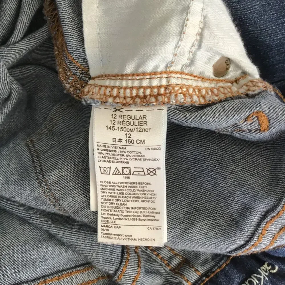 Gap Kids Jeans Dark Wash Adjustable Waist Super Skinny Stretchy Girls Size 12